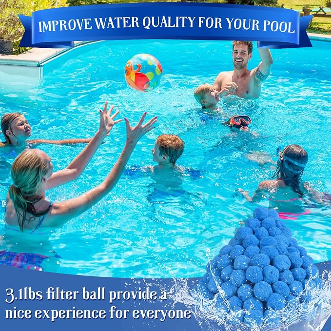 3.1 LBS Pool Filter Balls for Sand Pump, Swimming Pool Filter Media | New Efficient, Blue Eco-Friendly Filter Balls Equals 110 lbs Pool Filter Sand for All Sand Filter System