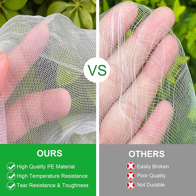 Garden Netting 10x60FT Ultra Fine Mesh Netting Bird Barrier Protection Vegetable Fruit Tree Bushes Plant Cover for Raised Bed