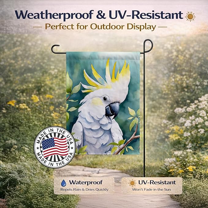 Caroline's Treasures Sulphurcrested Cockatoo Garden Flag Mailbox Flag Decorative Yard Flag Banner Outside Patio Artwork Yard Flower Beds, Garden Size, Multicolor