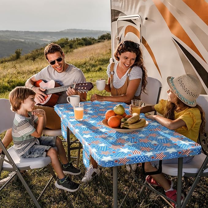 Jobunai Picnic Table Cover with Bench Covers 6 Feet Water Proof Camping Table Clothes with Elastic Edges Rv Patio Equipment for Outside Campers Car Travel Gadgets Funny Gift for Who Have Everything