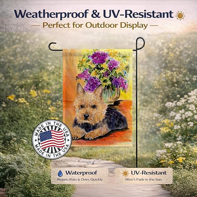 Caroline's Treasures SS8297GF Norwich Terrier Garden Flag Mailbox Flag Decorative Yard Flag Banner Outside Patio Artwork Yard Flower Beds, Garden Size, Multicolor