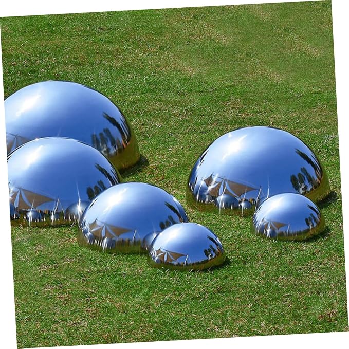 6Pcs Garden Reflective Ball Garden Sphere Ball Gazing Stainless Steel Mirror Hemisphere Mirror Globe Gazing Globe Shiny Sphere Mini Gold Globe