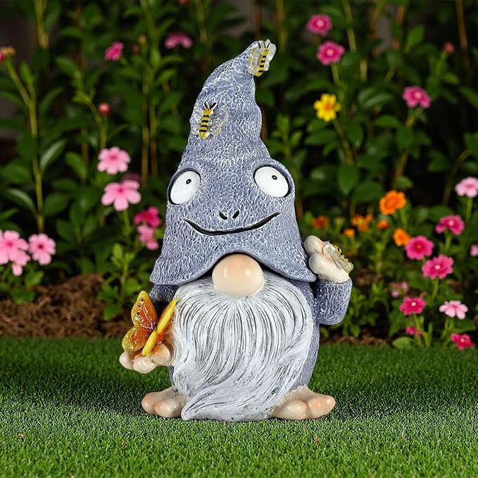 Hide A Key Outside Gnome Figurine Key Hiders Outdoor Garden Gnomes Statues Decorations for Yard Hidden Spare Key Holder Lock Box Grey