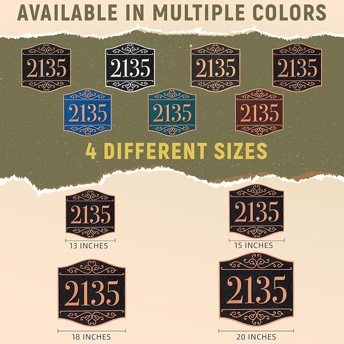 Personalized Lawn Address Sign - Custom Address Plaque,House Number Sign Plaque,House Numbers for Outside Lawn,Ground,Yard,Garden (Black/Red Copper)