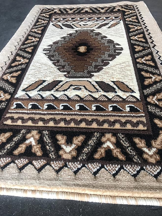 YHSF South West Native American Area Tribal Rug - Ivory, 2 ' x 3 ' 4 " | Easy-Clean, Soft & Durable Tribal Rug for Living Room, Bedroom, Kitchen & More - Stain-Proof Runner for Home Decor