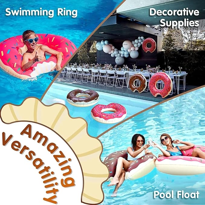 DMAR Donut Pool Float - Donut Tube & Ring for Beach & Pool