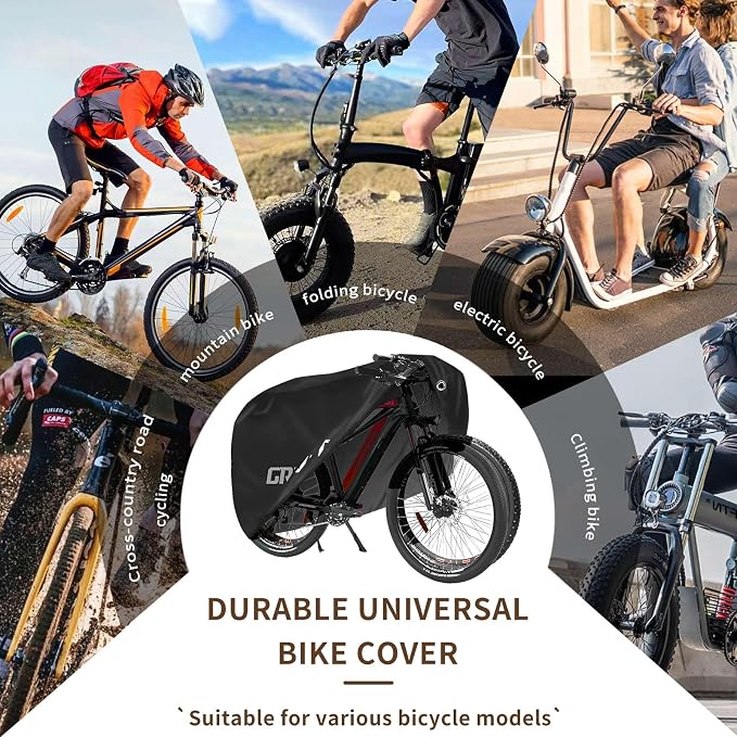 Bike Covers Outdoor Storage Waterproof. It Comes in 3 Colors and 2 Sizes. The Bike Cover is Equipped With a Bike Chain Lock