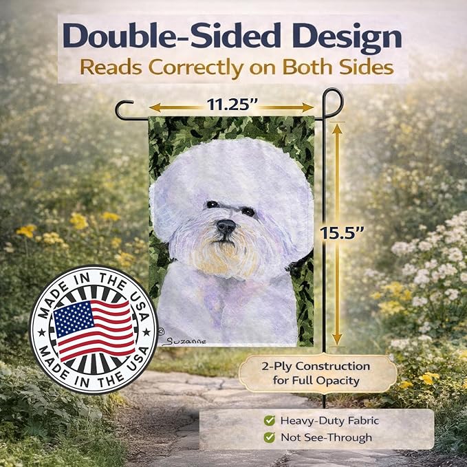 Caroline's Treasures SS8829GF Bichon Frise Garden Flag Mailbox Flag Decorative Yard Flag Banner Outside Patio Artwork Yard Flower Beds, Garden Size, Multicolor