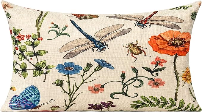 All Smiles Lumbar 12x20 Throw Pillow Covers Set of 2 Outdoor Summer Spring Garden Flowers Farmhouse Décor Outside Furniture Bench Decorative Cushion Cases for Patio Sofa Couch Chair Bed