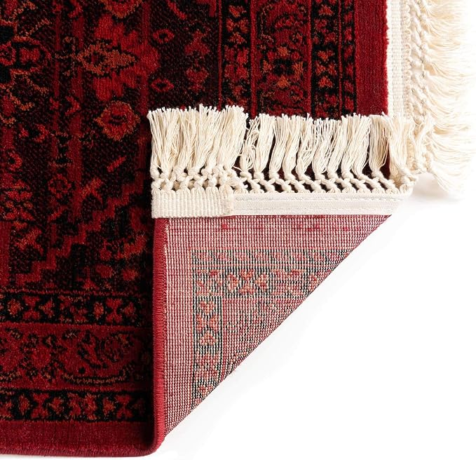 Unique Loom Tekke Collection Area Rug - Sheibani (5' 3" Square, Red/ Black)