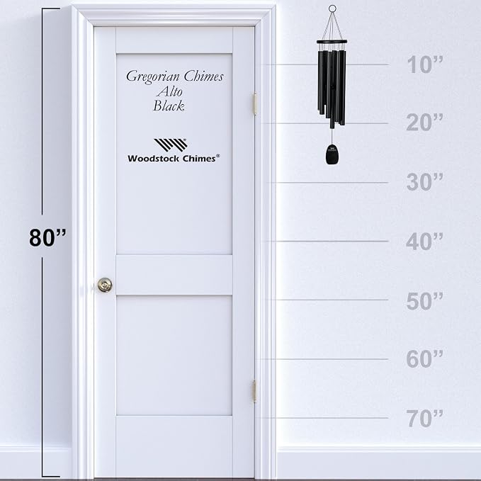 Woodstock Chimes Signature Collection, Gregorian Chimes, Alto (27'') Black, Inspirational and Memorial Wind Chimes for Outdoor, Patio, Home or Garden Décor (GABB)
