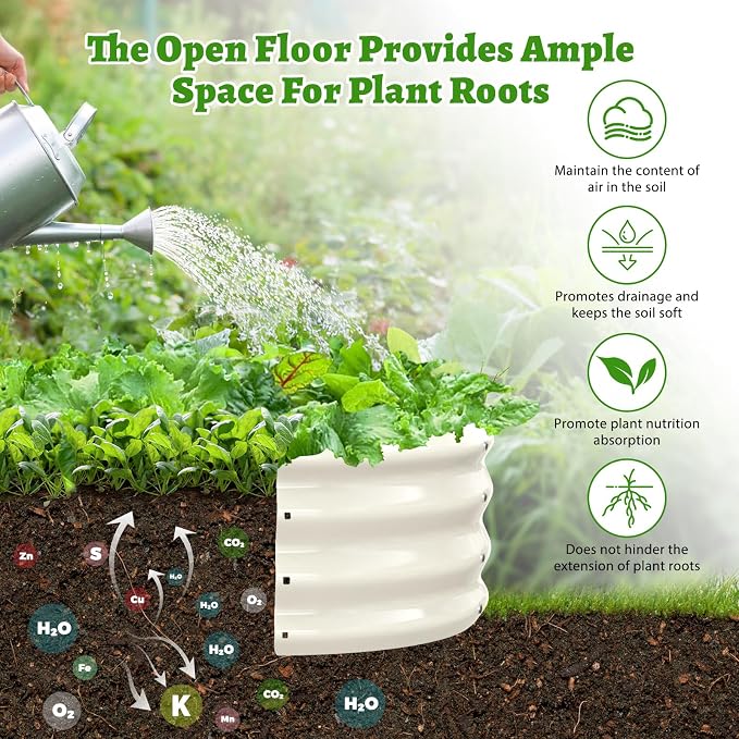 TBMLC Oval Galvanized Planter Box, Metal Raised Garden Bed - 0.8MM Thick- Ideal for Outdoor Gardening and Planting of Vegetables Flowers Fruits Succulent Plants and Others (White, 6X3X1 FT)