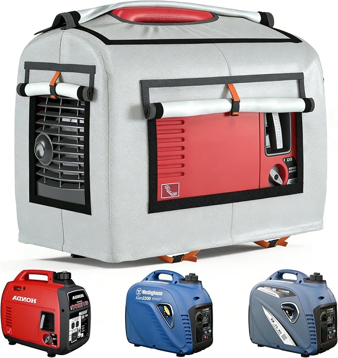 JIAHOO Generator Cover, Portable Generator Cover, Generator Running Cover, Can Be Rolled Up and Opened All Around, 21.7 Lx 13.8Wx17.4H inches, Beige.