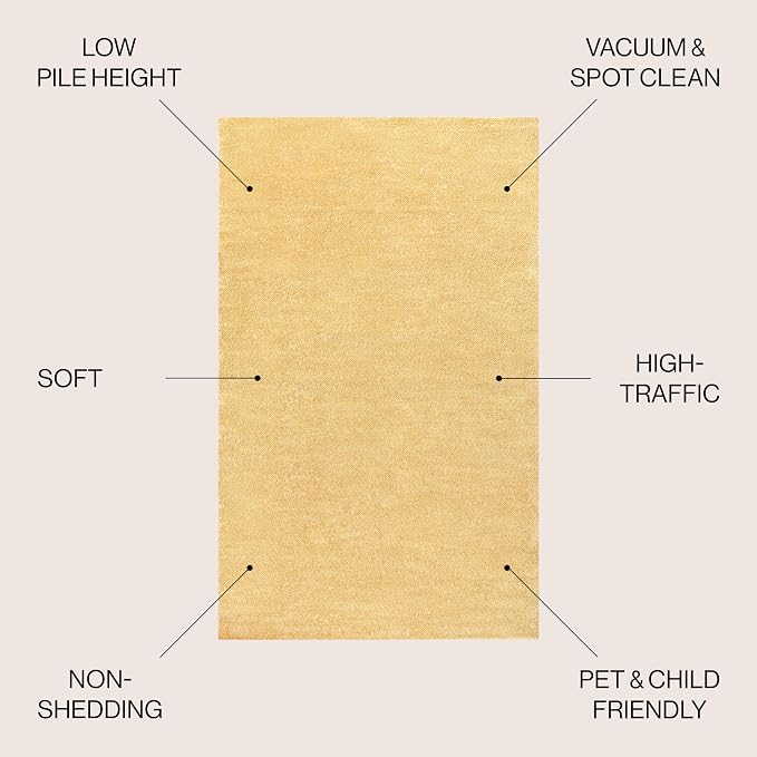 JONATHAN Y Haze Solid Low-Pile Mustard 9x9 Square Indoor Area Rug, Coastal,Bohemian,Minimalist,Classic, Easy-Cleaning for Living Room,Bedroom,Kitchen,Pet Friendly,Non-Shedding (SEU100B-9SQ)