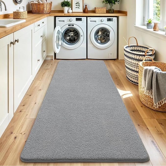 Keeko 2x8 Area Rugs for Living Room,Soft Washable Memory Foam Bedroom Rug | Indoor Throw Rug Low Pile Minimalist Non Slip Carpet for Kids Nursery Classroom Dorm Room Home Decor Grey