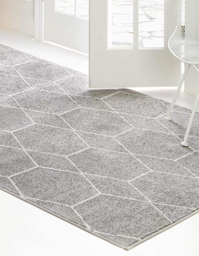Unique Loom Trellis Frieze Collection Area Rug - Geometric (10' x 13', Light Gray/ Ivory)