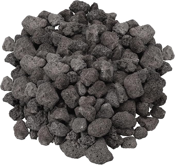 10LB Black Lava,Lava Rock Granules,Stones for Indoor Gas Fireplaces, Fire Pits, and Fire Pit Tables, Gas Fireplace Rocks, Fire Pit Stones for Outdoor Grills and Landscaping(1.2"-2")