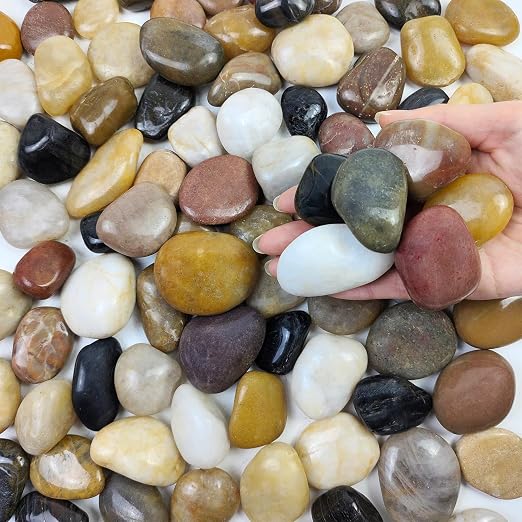 FANTIAN 2 lbs Pebbles for Plants, 1-2 inch Polished River Rocks for Plants Indoor Aquarium Terrarium, Stones for Planters Vase Landscaping and Outdoor Yard Decorative Stones