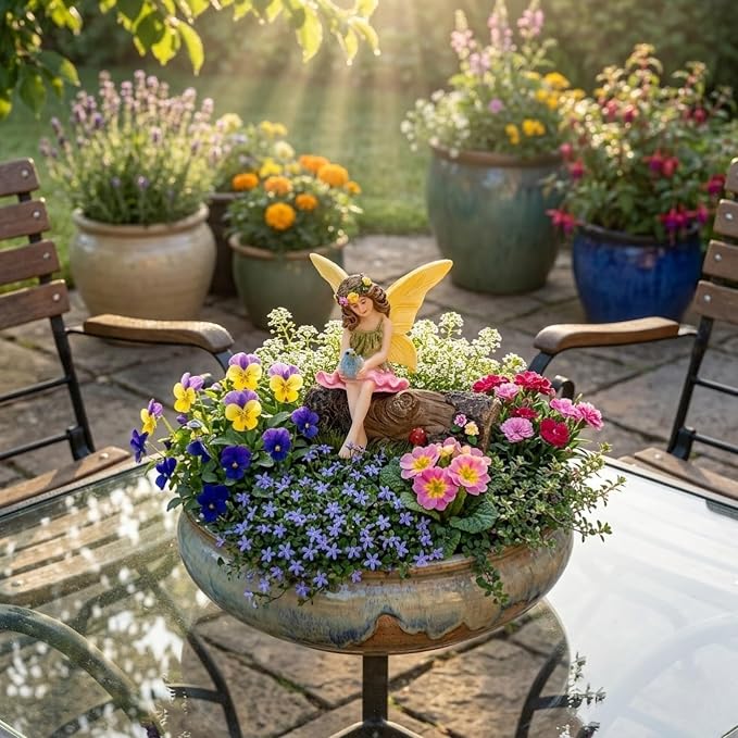 PRETMANNS Fairy Garden Fairies Outdoor Indoor Accessories Kit - Miniature Fairy Figurines Set with Garden Fairy Figures - Small Fairies Figurines for Fairy Gardens Village Decorations – 2 Items