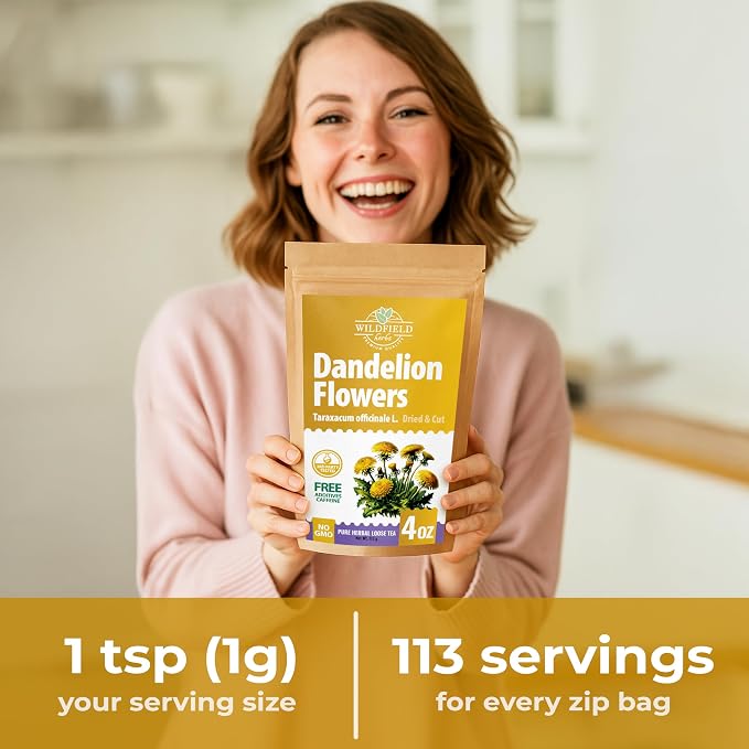 4 oz. Dried Dandelion Flowers Herbal Tea (Taraxacum Officinale L.) - 113g Flores De Diente De León Herb Tea
