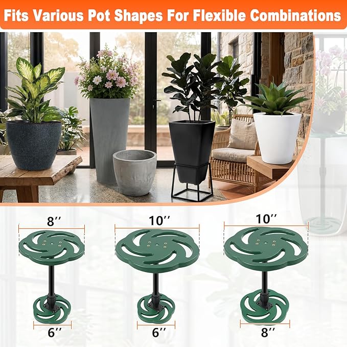 Axcoix Adjustable Height Plant Risers for Inside Pots, 12-21" Plastic Planter Inserts for Large Pots, Pot Fillers for Tall Square Round Taper Planters (6" 8" 10" Base or Top)