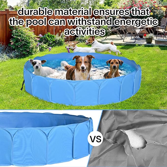 Collapsible Sprinklers Pool for Pet - Foldable Dog Pool for Backyard - Portable Heavy Duty Splash Pad for Puppy Pet Dog (63" x 12")