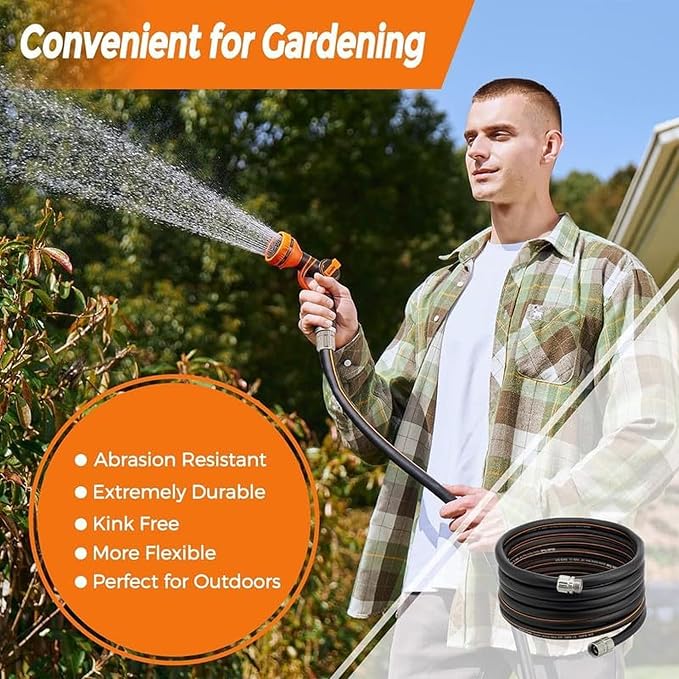 Giraffe Tools Garden Hose 5/8", Custom Length, Heavy Duty, No Kink, Flexible, Rubber Garden Hose, Leakproof Water Hose, 600 Burst PSI, 100ft Male to Female Hose