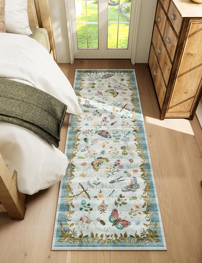 Machine Washable Runner Rug for Entryway: 2'x6' Kitchen Rugs Stain Resistant Non Slip Low Pile Soft Carpet Runners for Hallways Indoor Entryway Kitchen Beside Bedroom Living Room Farmhouse