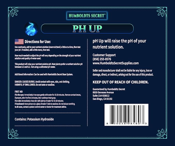 Humboldts Secret pH Up and pH Down Control Kit | Liquid Nutrient Solution Balancer for Plants | for Soil, Hydroponic, Coco, and DWC Systems | Supports Nutrient Absorption and Growth | 1 Gallon