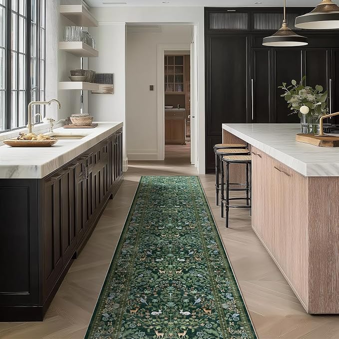 Washable Runners for Hallways Kitchen Rugs: 2'x10' Runner Rug Stain Resistant Non Slip Low Pile Soft Indoor Carpet Runner Rug for Kitchen Hallways Bedroom Entryway Laundry Room Farmhouse