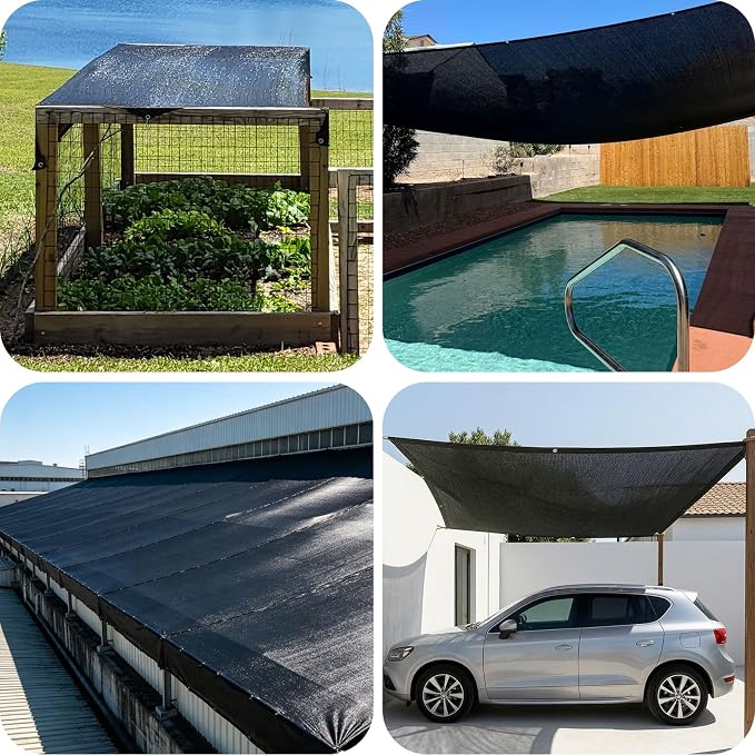40% Black Shade Cloth for Plant, 8×20FT Durable HDPE Mesh with Grommets, Sun Protected Garden Shade Netting for Greenhouse, Garden, Patio, Pergola, Chicken Coop