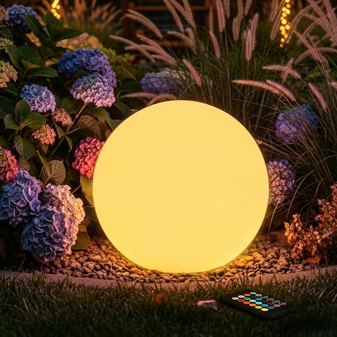 10 inch Solar Globe Light Outdoor Waterproof, Solar Ball for Garden | IP65 Waterproof 16 RGB Color Ball Light Outdoor w/Ground Stake, Solar Orbs for Outside w/Remote, for Patio Yard Lawn Backyard