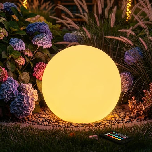10 inch Solar Globe Light Outdoor Waterproof, Solar Ball for Garden | IP65 Waterproof 16 RGB Color Ball Light Outdoor w/Ground Stake, Solar Orbs for Outside w/Remote, for Patio Yard Lawn Backyard