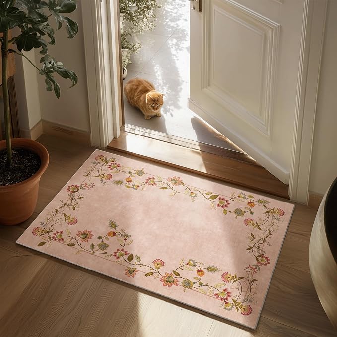2x3 Washable Small Rugs for Entryway: Door Mat Indoor Entrance Stain Resistant Non Slip Rubber Backed Low Pile Soft Throw Area Rugs for Bedroom Kitchen Front Door Indoor Entrance Foyer Entry