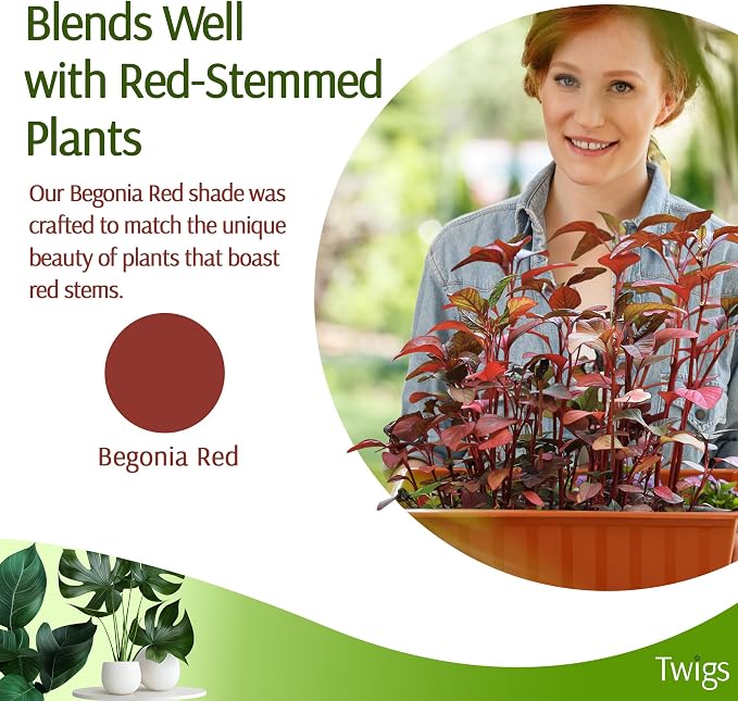 Twigs GA Stackable Plant Support Stakes, Begonia Red, 3-Pack, 17" L | Made in USA, UV-Protected Sticks, Natural-Looking Stem Support Stakes, Stackable Poles for Indoor & Outdoor Plants up to 5ft
