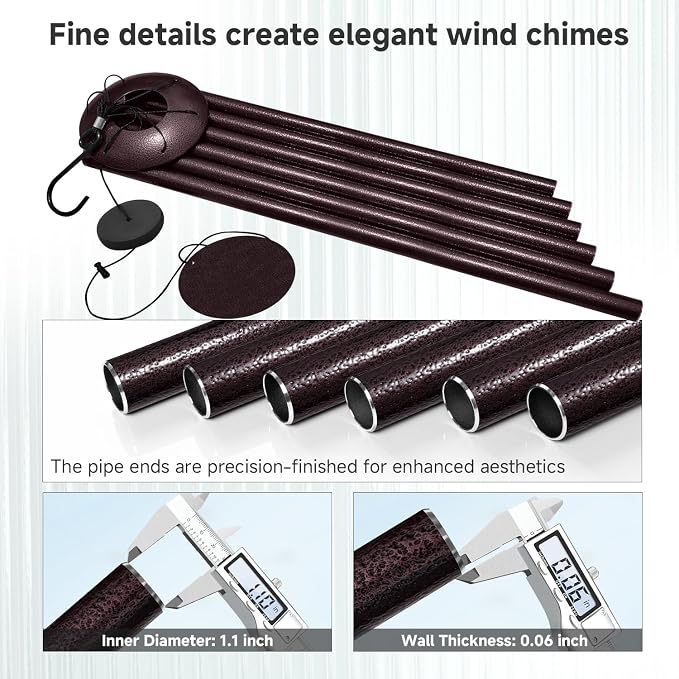 66" Extra Large Wind Chimes for Outside Deep Tone, 6 Thick and Bold Aluminum Tubes Tuned Relaxing Melody Wind Chime, Big Wind Chimes for Garden Patio Decor, Great Gift Idea for Mother's Day (Bronze)