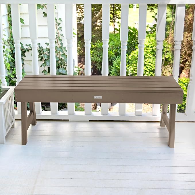 Highwood Weatherly Picnic Garden Bench, 4 Feet, Woodland Brown