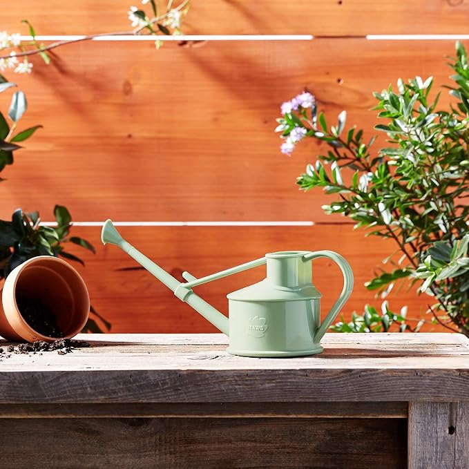 Bosmere Haws Handy Plastic Watering Can, Mini Water Can for Indoor Plants, Succulents and Flowers, Sage Green, 1 Pint