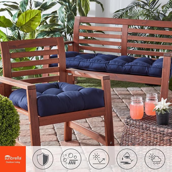 Outdoor 51 x 18-inch Sunbrella Bench Cushion, Canvas Navy