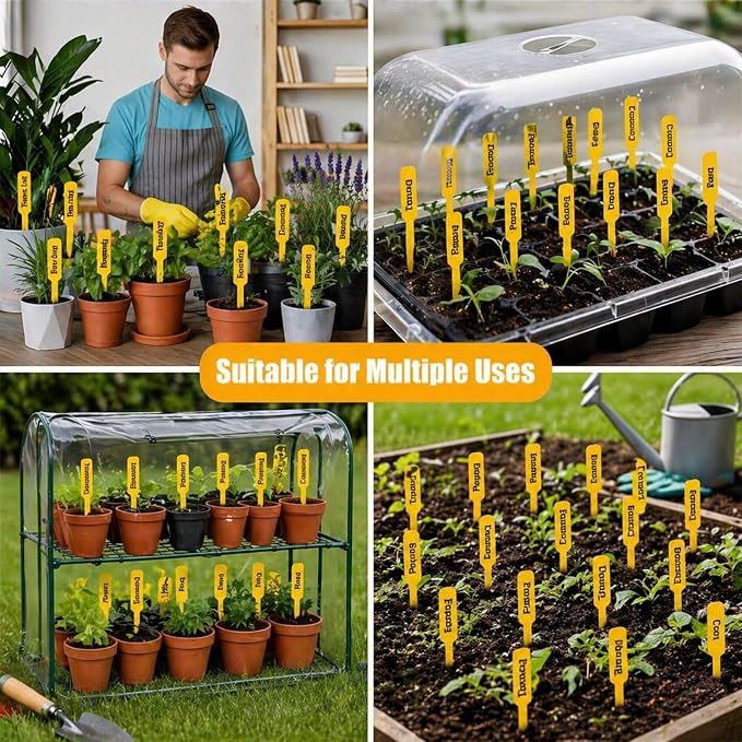 Novabright 500 Pcs Plant Labels 5 Inch Plastic Plant Name Tags for Seedlings Garden Label Markers Nursery Plastic Planting Seed Labels for Outdoor Garden Waterproof Label Pot Stakes(Yellow)