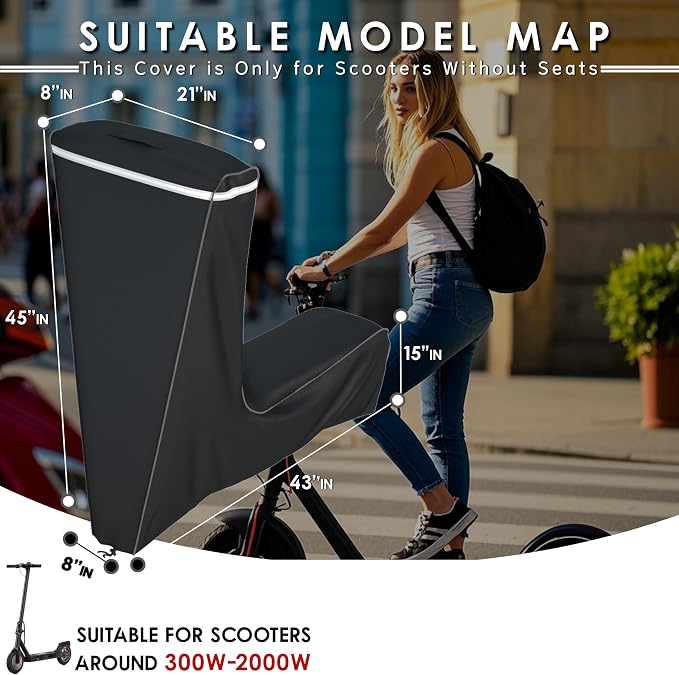 Electric Scooter Cover, Outdoor Waterproof and Dustproof Scooter Covers, Adults/Kids Electric Scooter Storage cover, L43xW21xH45 Inch, Black