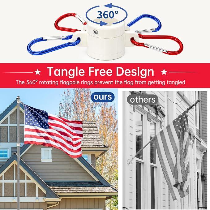 ZMTECH 7 FT Flag Pole in Ground, Heavy Duty Flag Pole Holder for Outside House with 5 Pronges Base, Extra Thick Flag Pole Kit for Yard Outdoor Garden Decor Residential Commerical Silver