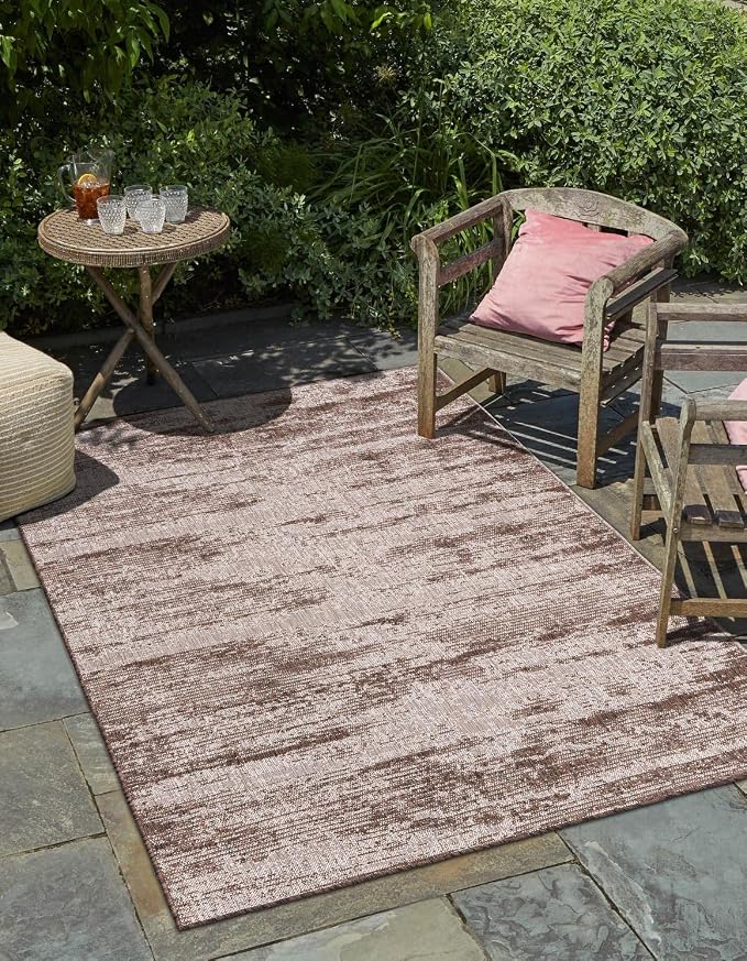 Unique Loom Outdoor Modern Collection Area Rug - Cartago (2' 2" x 3' 1" Rectangle, Brown/ Ivory)