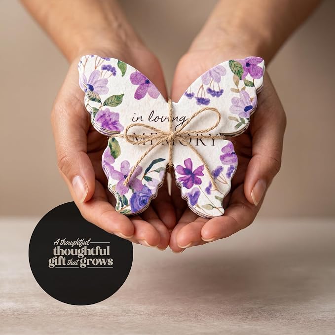 50pcs in Loving Memory Butterfly Memorial Gift Tags – Plantable & Writable Wildflower, for Funeral Favors, Sympathy Gifts for Loss of Father and Mother Gifts