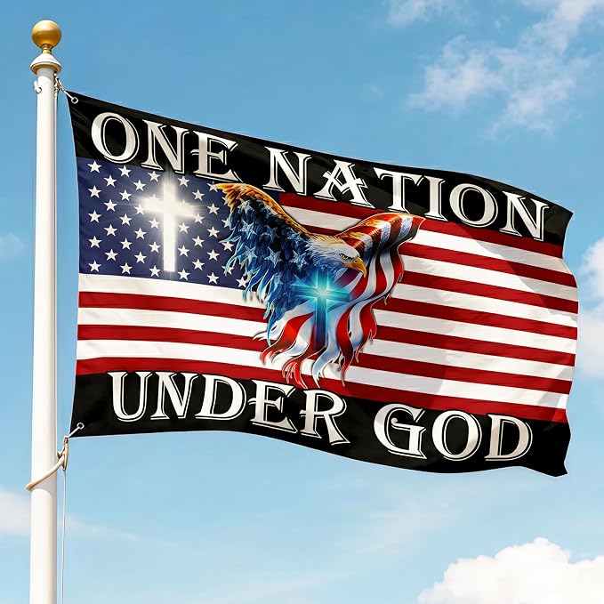 FLAGWIX 3x5 Patriotic American Flags, 4th of July Decorations, One Nation Under God American Eagle Flag - Double Sided, Heavy Duty Canvas - Decorations for Indoor, Outdoor Decor Flag with Grommets