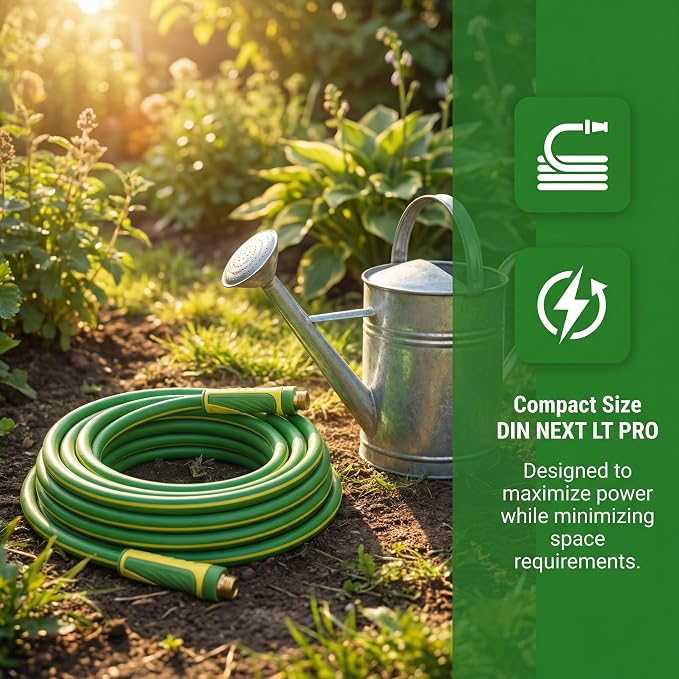 PremiumPro 50FT 5/8" Heavy Duty Reinforced Garden Hose, Large Flow,600 PSI Burst Pressure, Four Layer Hybrid Polymer Anti Kink with 360 Swivel Brass Connectors and handle for yard,washing & irrigation