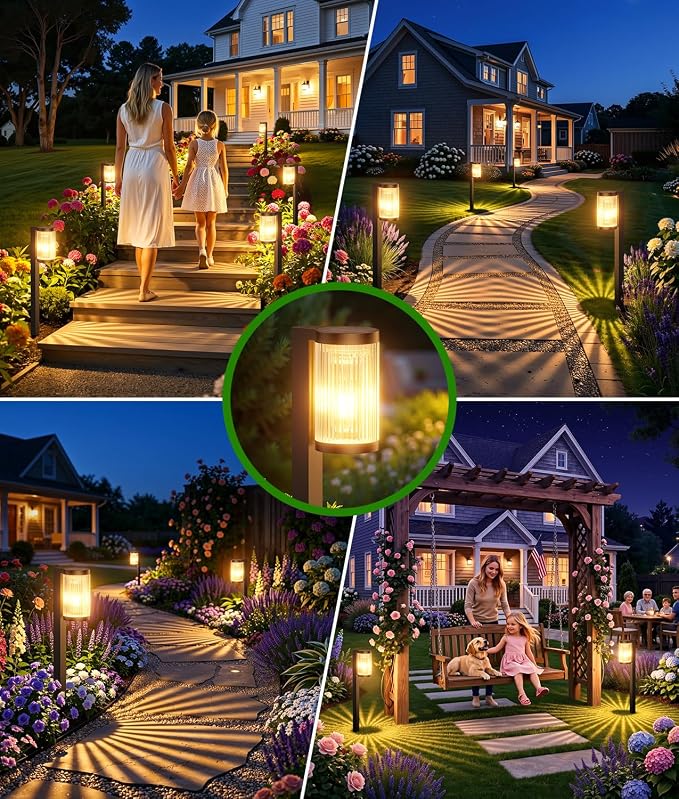 ELECLINK Solar Pathway Lights Outdoor, 2 Pack Upgraded Outdoor Solar Lights for Outside Super Bright Up to 15Hrs, IP65 Waterproof Solar Garden Lights for Sidewalk Driveway Decor Landscape Ligthting