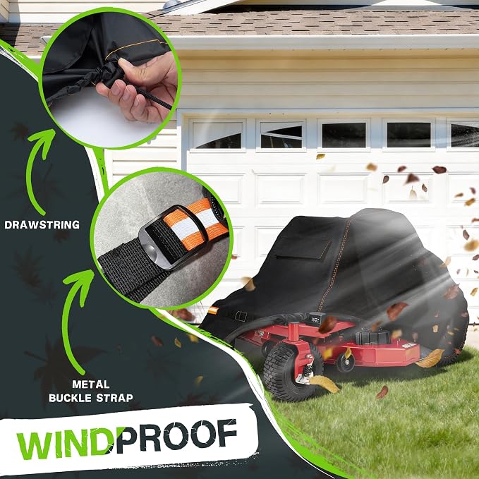 Garden Zero Turn Mower Cover Waterproof,Zero Turn Lawn Mower Covers Windproof,Mower Protector Fit with Air Vents and Elastic Straps(Zero Turn-79"L x 55"W x 46"H)