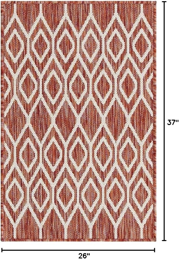 Jill Zarin Outdoor Collection Area Rug - Turks and Caicos (2' 2" x 3' Rectangle Rust Red/Ivory)