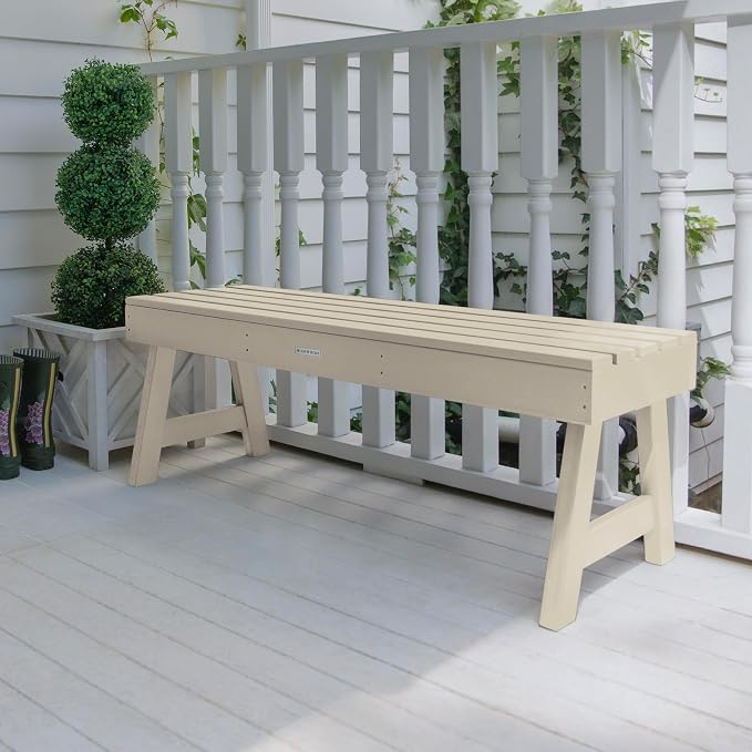 Highwood Weatherly Backless Bench, 4-Feet, Whitewash